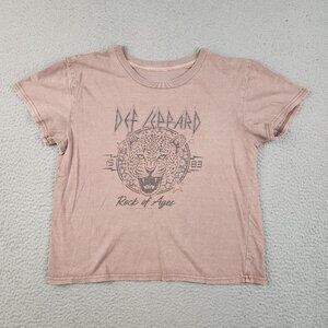 Women's Extra Large Cropped Oversized Knit Shirt Def Leppard Short Sleeve Music